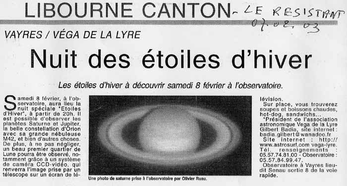 Article 'Le Rsistant' du vendredi 7 fvrier 2002
